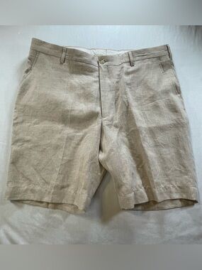 Berle Linen Shorts NWT Mens 40 Summer Solid Cream Beige Beach Vacation